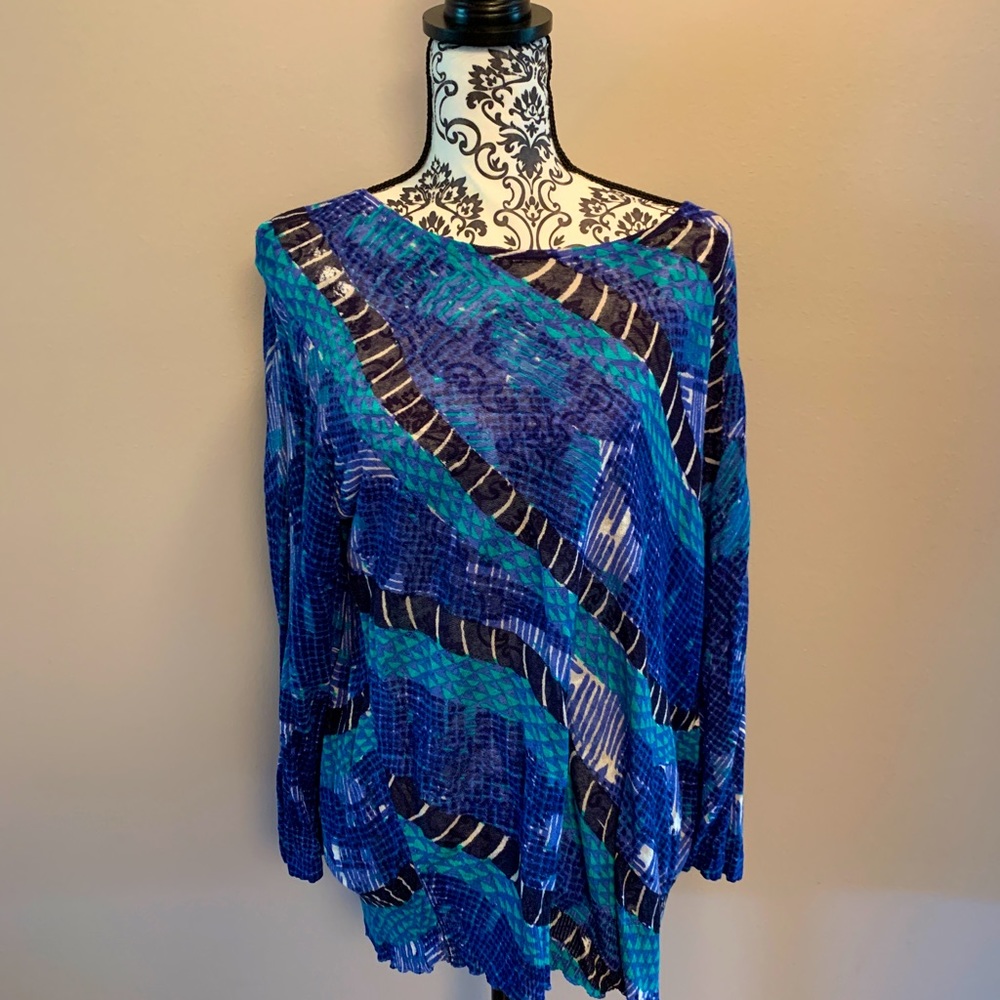 NIC+ZOE XL Sweater In Shades of Blue and Black